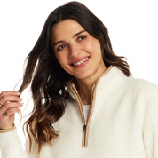 Women's Teddy Sherpa Quarter Zip Pullover in Cream