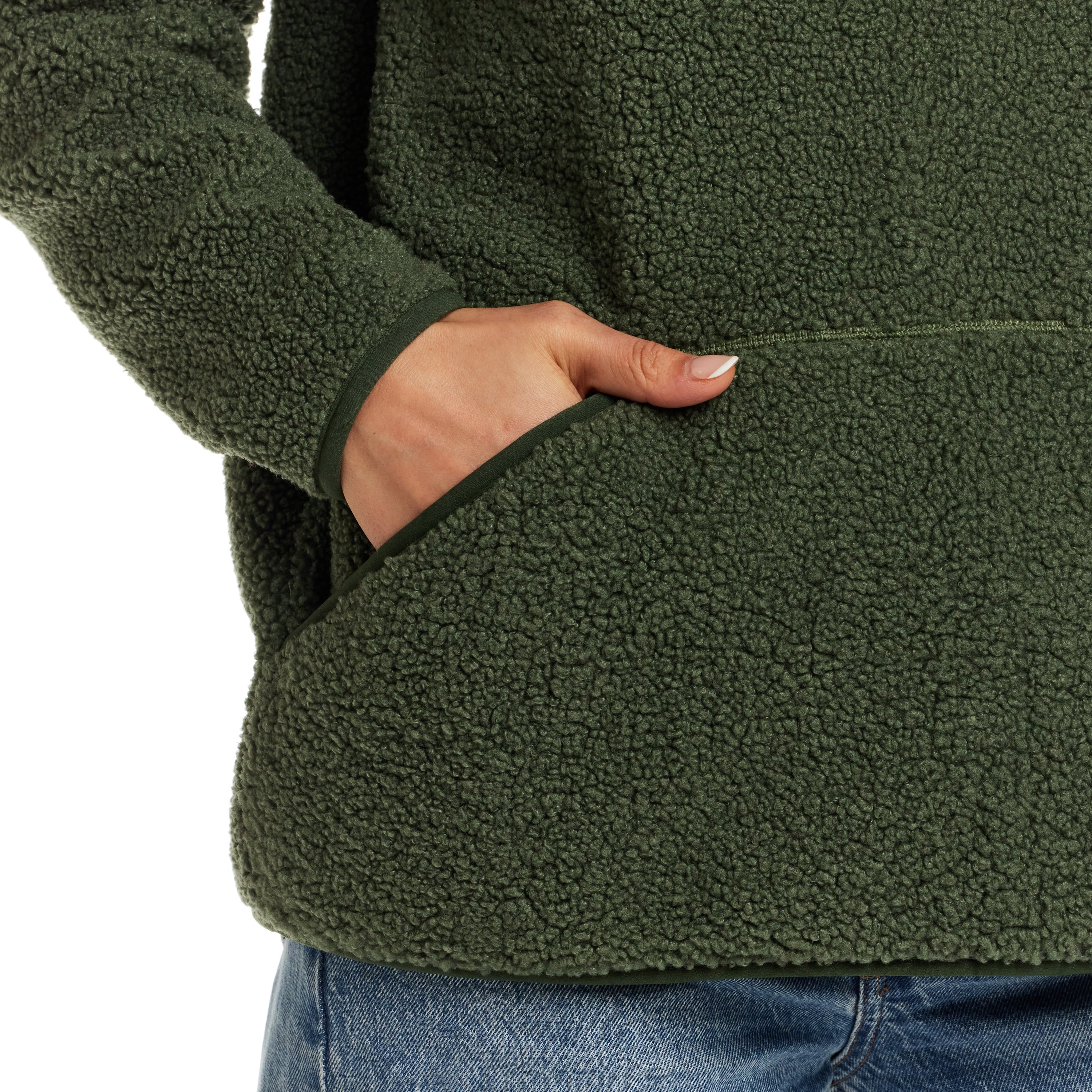 Women's Teddy Sherpa Quarter Zip Pullover in Green