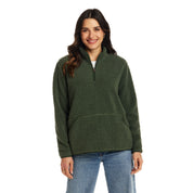Women's Teddy Sherpa Quarter Zip Pullover in Green