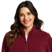 Women's Teddy Sherpa Quarter Zip Pullover in Red