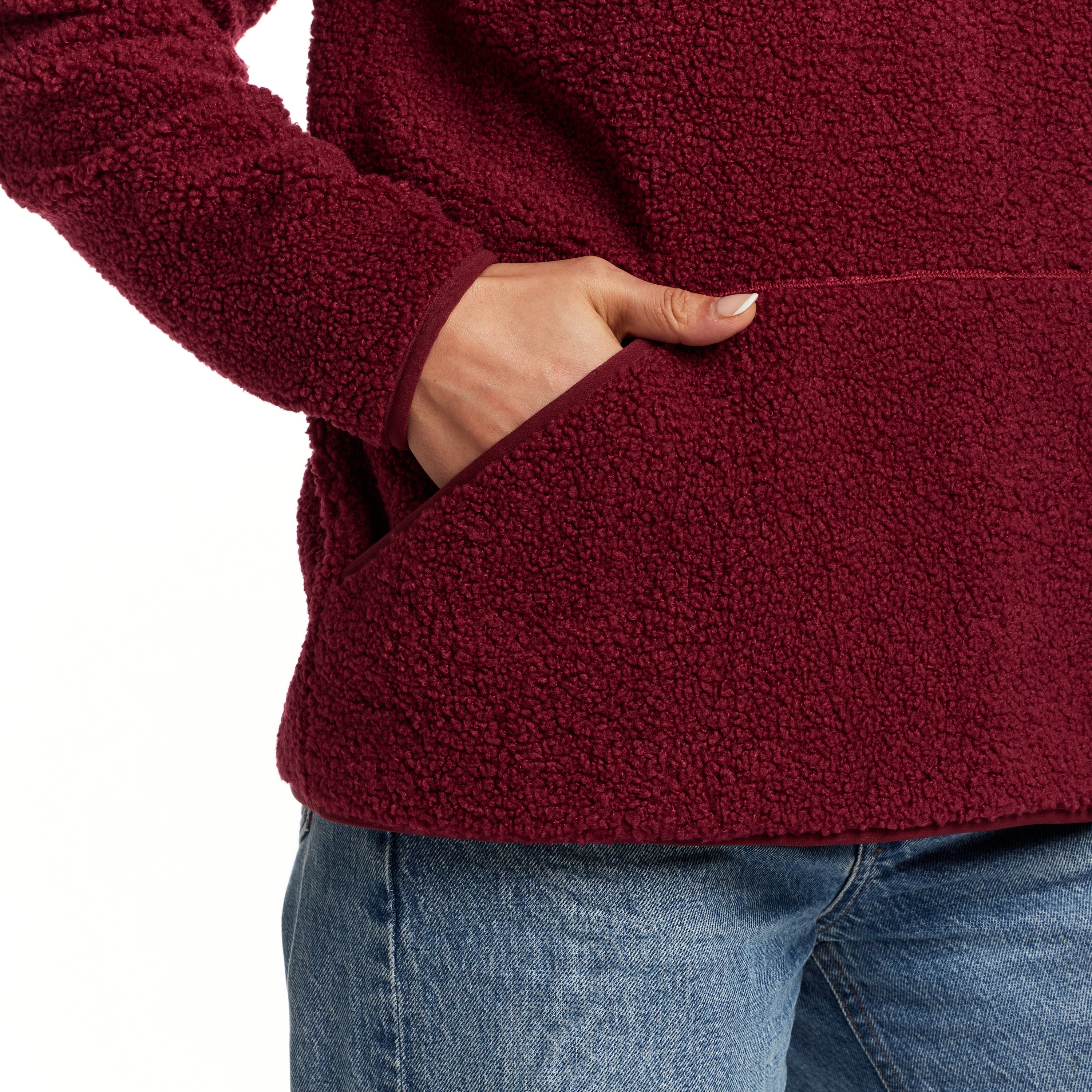 Women's Teddy Sherpa Quarter Zip Pullover in Red