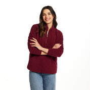 Women's Teddy Sherpa Quarter Zip Pullover in Red