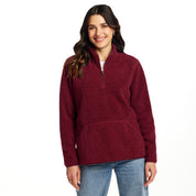 Women's Teddy Sherpa Quarter Zip Pullover in Red