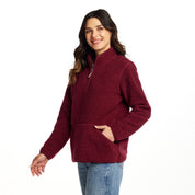Women's Teddy Sherpa Quarter Zip Pullover in Red