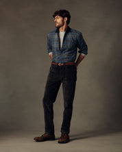 Cord Collar Plaid Overshirt in Stellar Blue