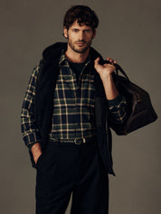 Brushed Waffle Plaid Shirt in Sky Captain