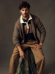 Cotton-Cashmere Rugby Sweater in Mocha Heather