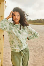 Water Color Slub Hoodie  In Seaspray
