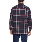 Sherpa Lined Flannel Shirt Jacket in Red Mahogany