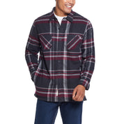 Sherpa Lined Flannel Shirt Jacket in Red Mahogany
