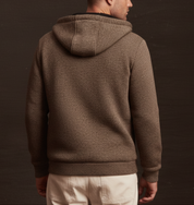 Hooded Lined Sweater Jacket in Brown Tweed