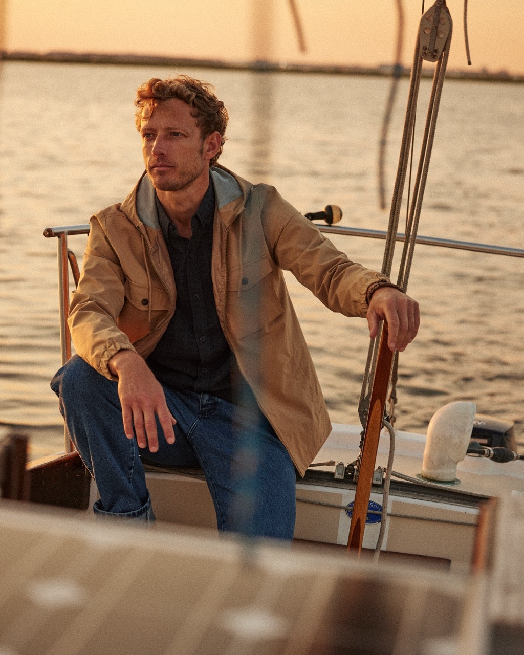 Poly Memory Safari Jacket with Hood in Kelp