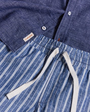 7" Striped Cotton Drawstring Short In Monaco Blue | Bottoms & Denim | Weatherproof Vintage