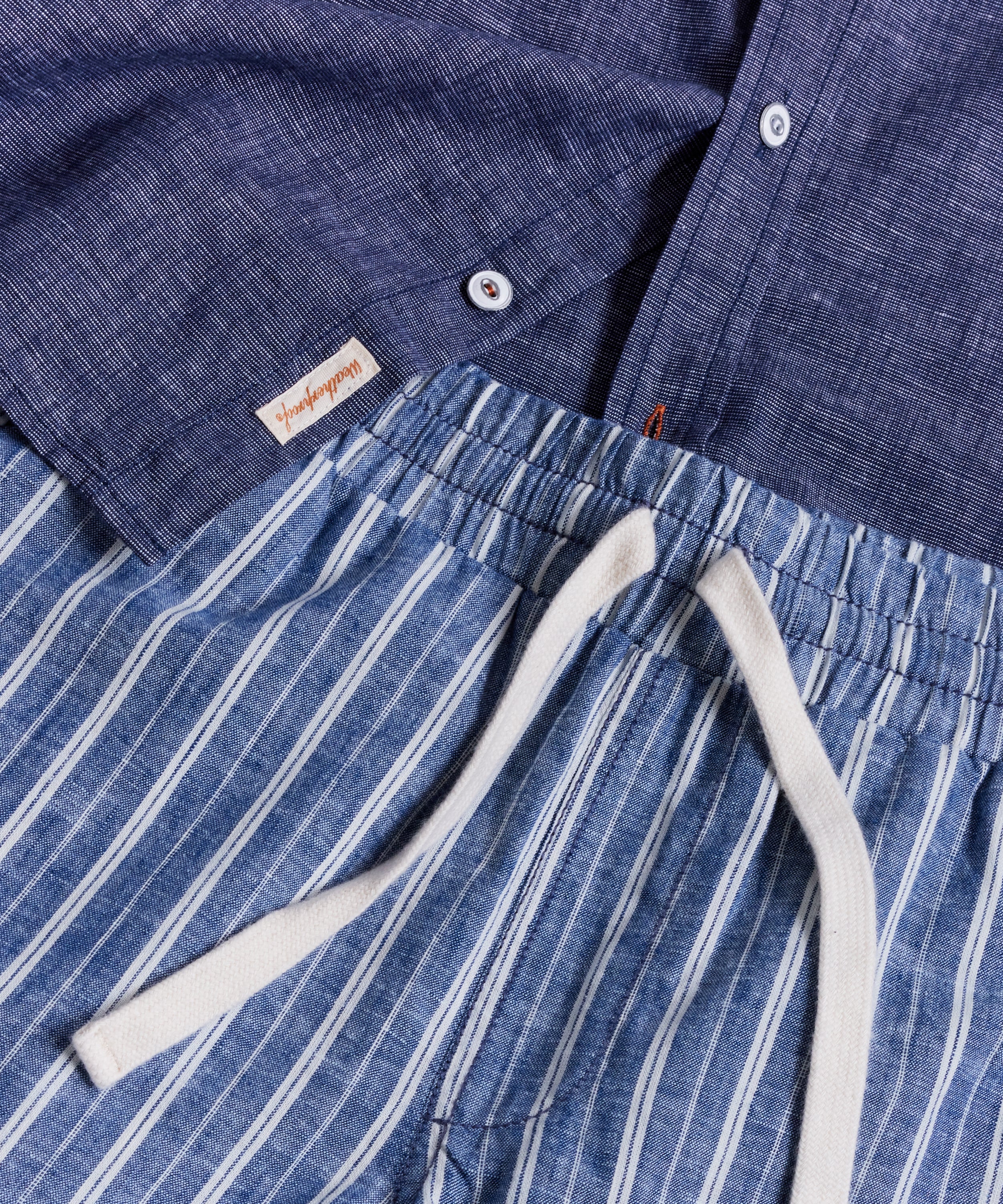 7" Striped Cotton Drawstring Short In Monaco Blue | Bottoms & Denim | Weatherproof Vintage
