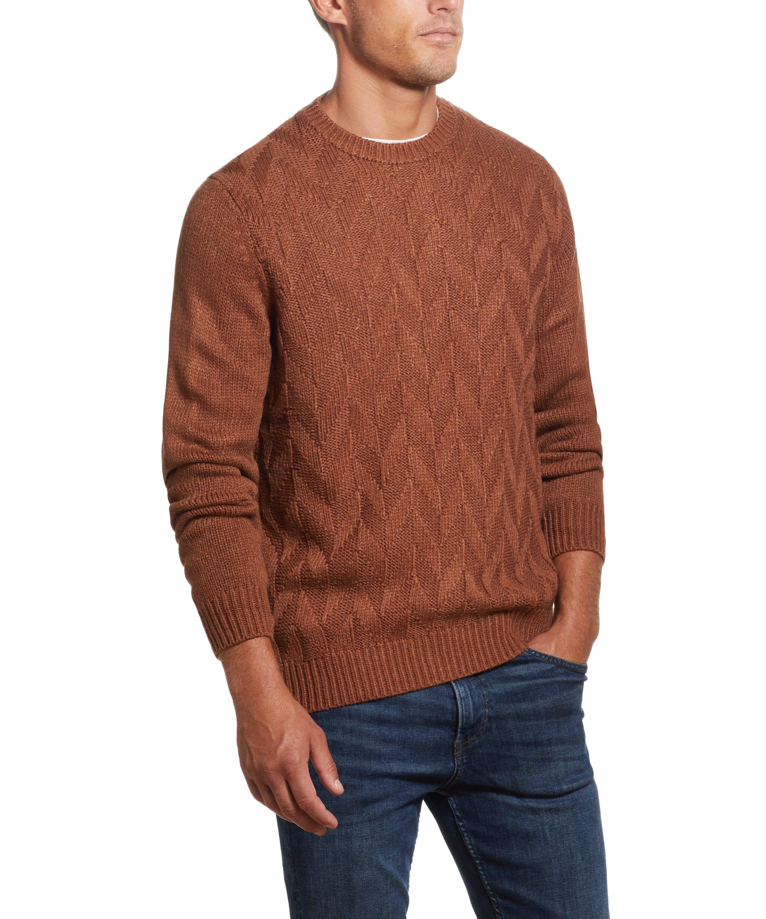 Chevron Crew In Dark Nutmeg | Sweaters | Weatherproof Vintage