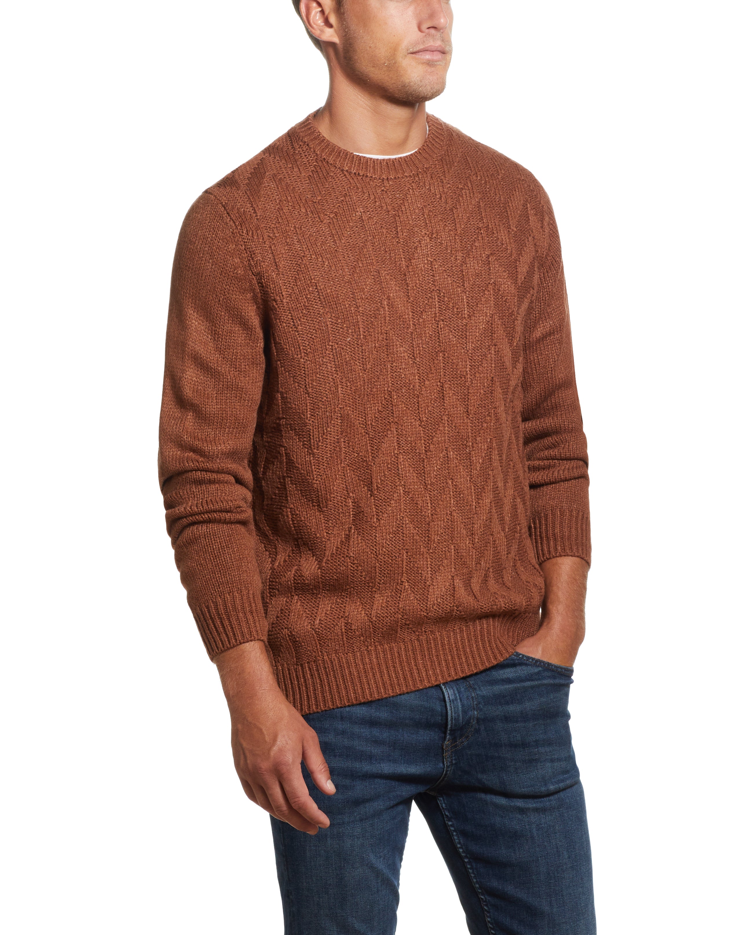 Chevron Crew In Dark Nutmeg | Sweaters | Weatherproof Vintage