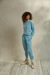 Women'S Sunwashed French Terry Crew In Adriatic Blue