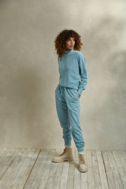 Women'S Sunwashed French Terry Crew In Adriatic Blue
