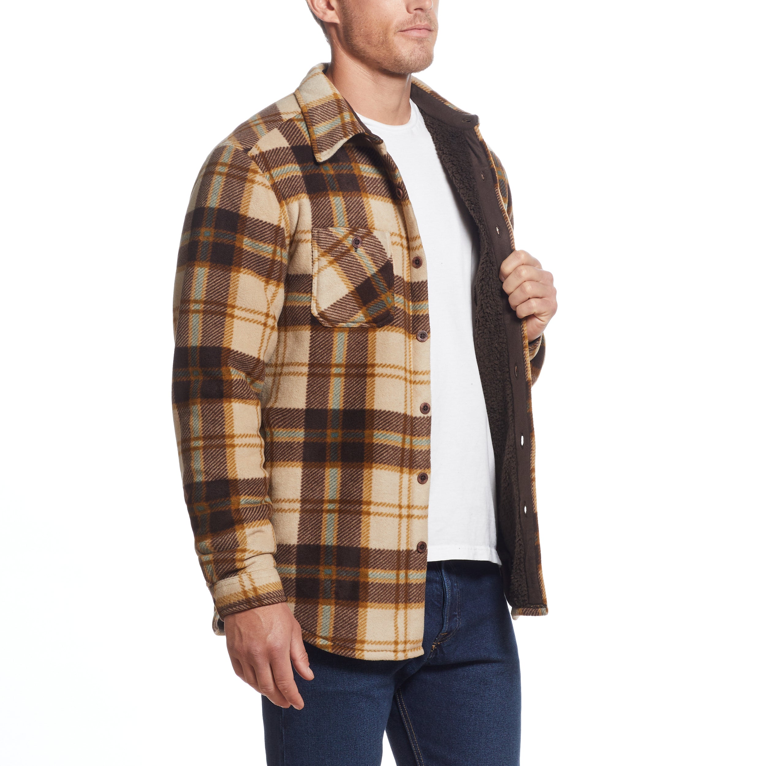 SHERPA LINED SHIRT JACKET in LATTE