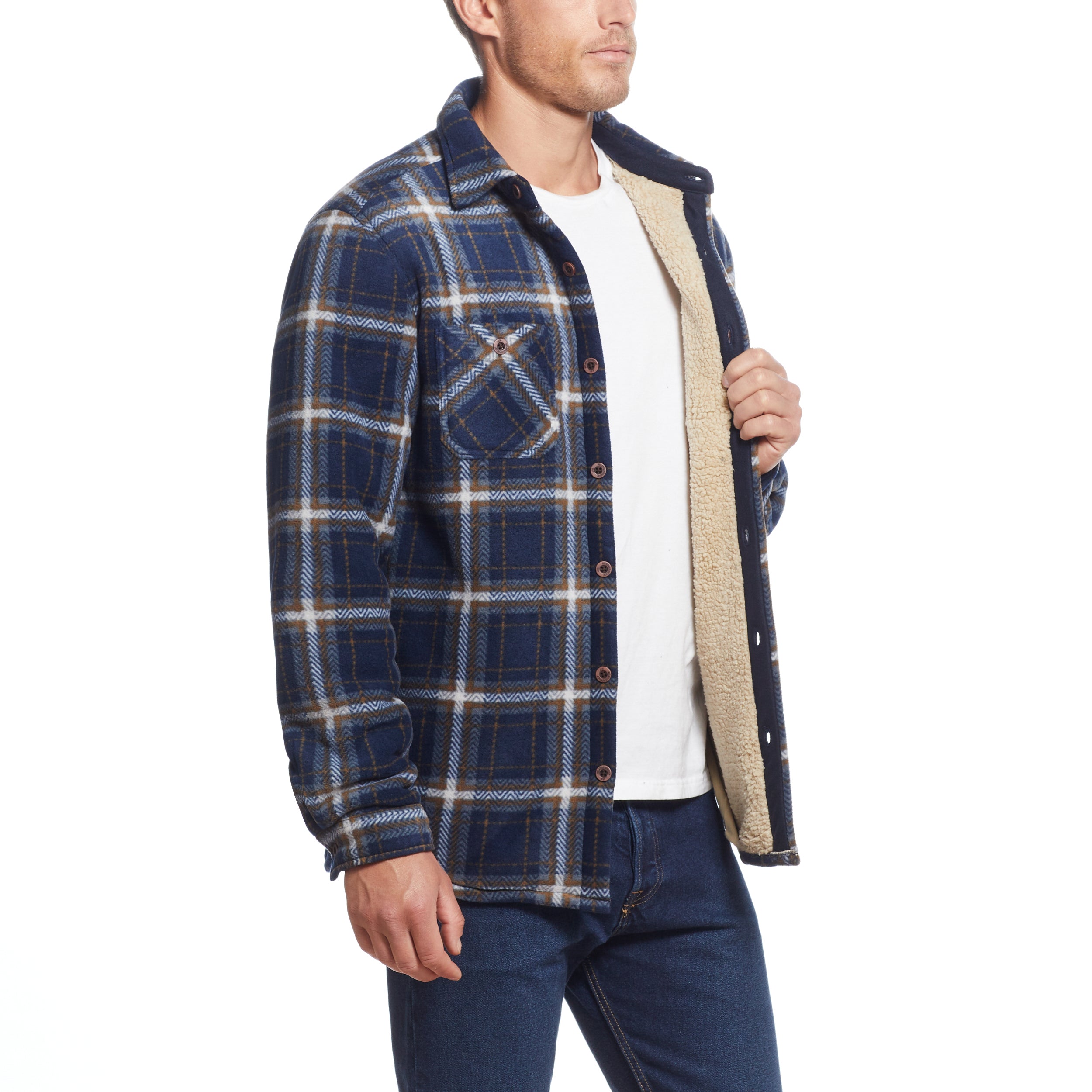SHERPA LINED SHIRT JACKET in MARITIME BLUE