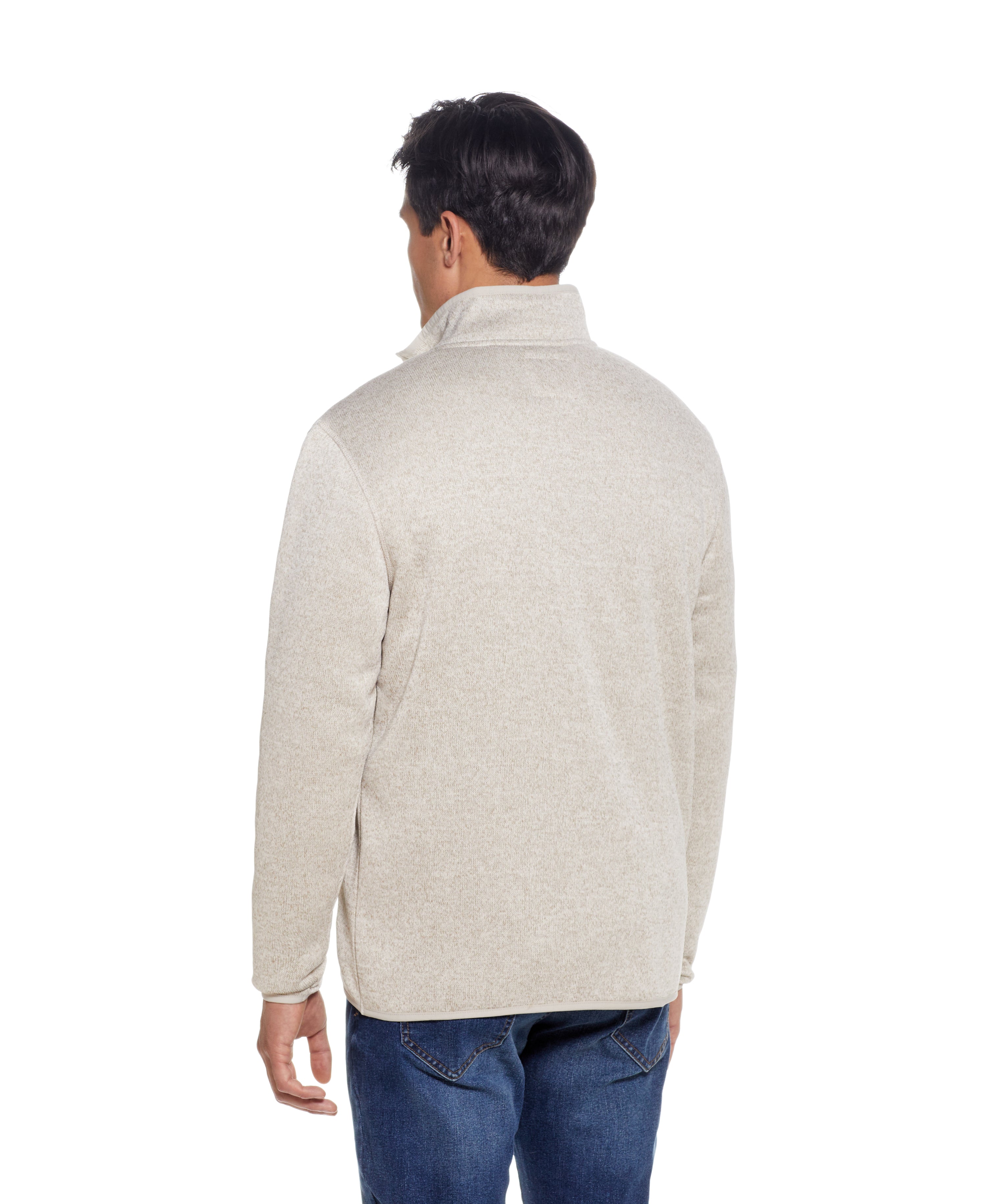 SWEATERFLEECE KNIT QUARTER ZIP W/ SHERPA in STONE