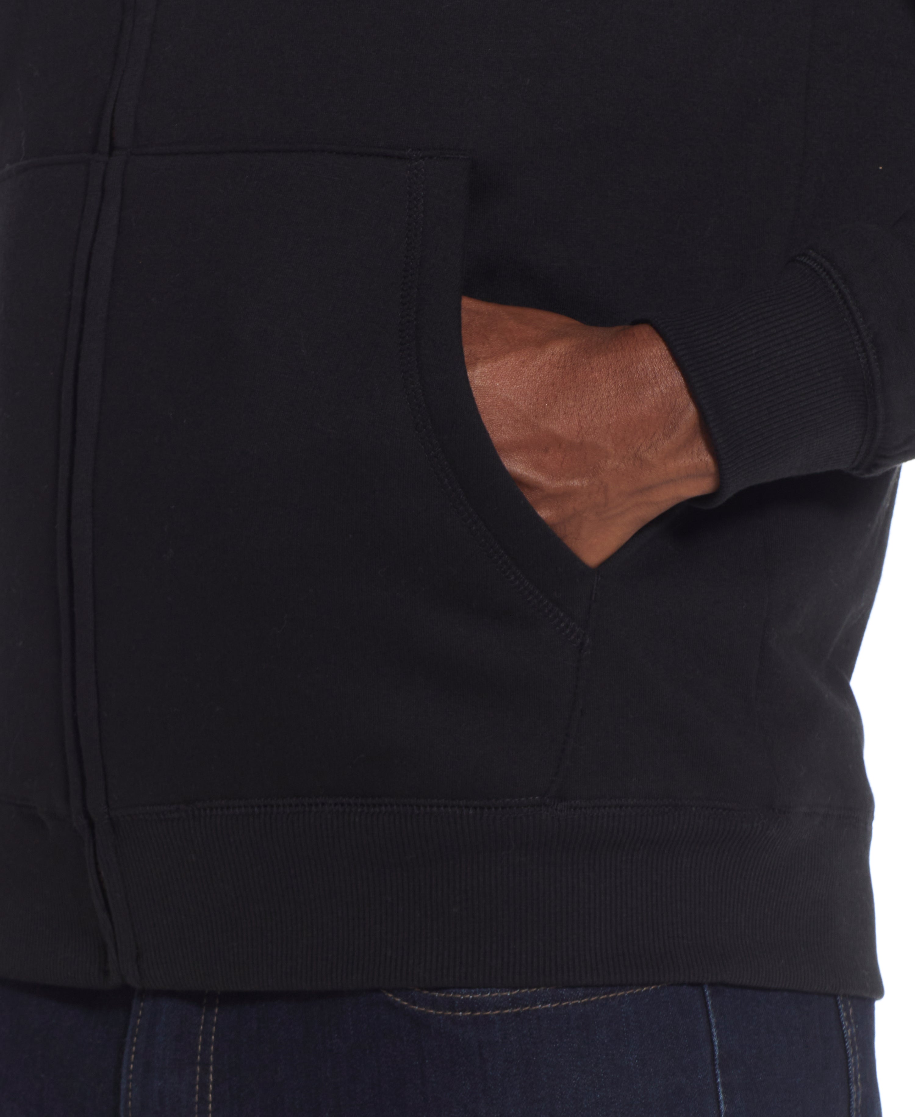 FLEECE ZIP UP HOODIE in BLACK