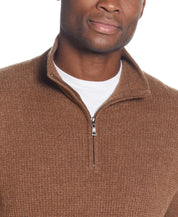 Soft Touch Quarter Zip Sweater in Almond Heather