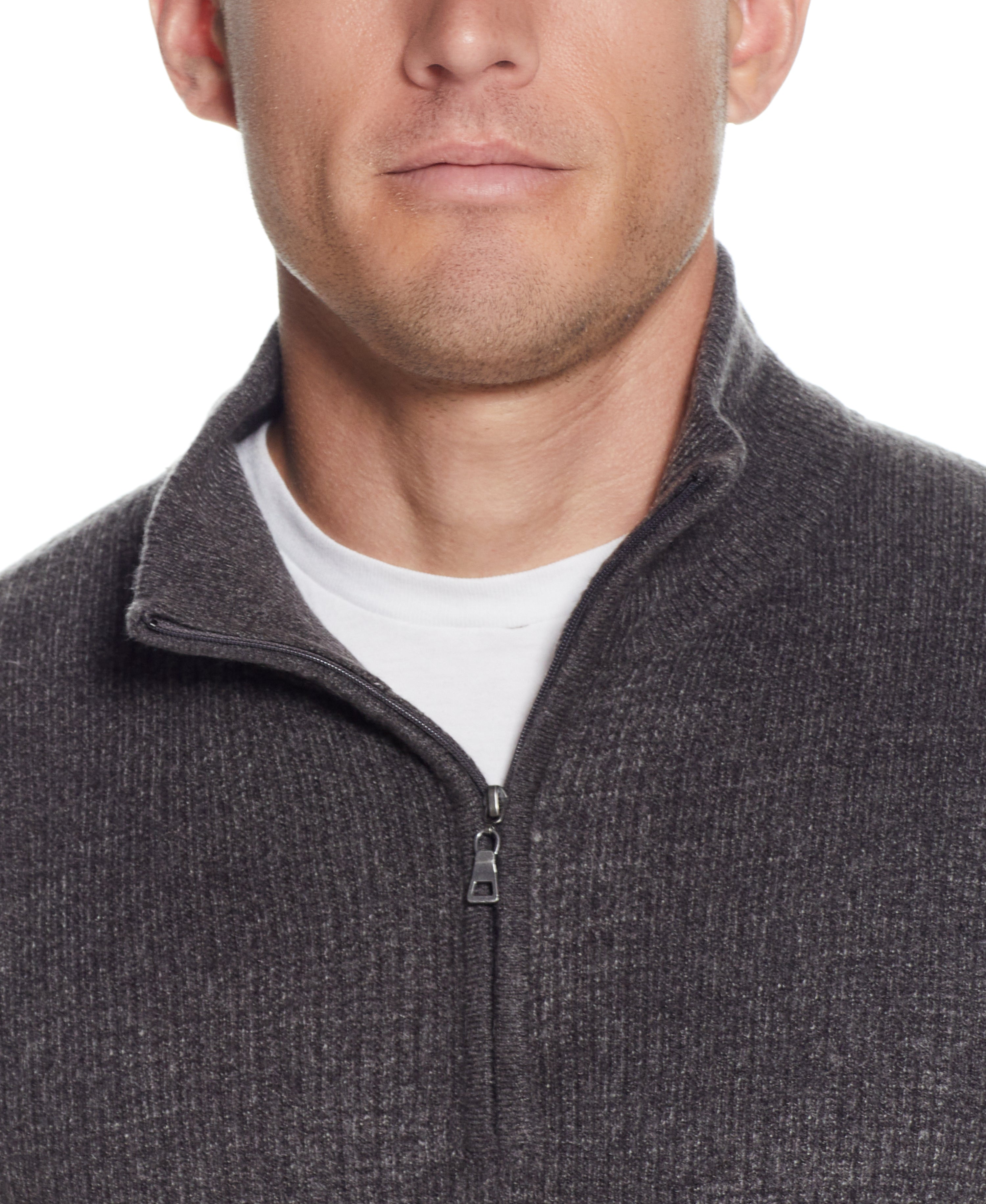 SOFT TOUCH WAFFLE 1/4 ZIP in PEWTER HEATHER