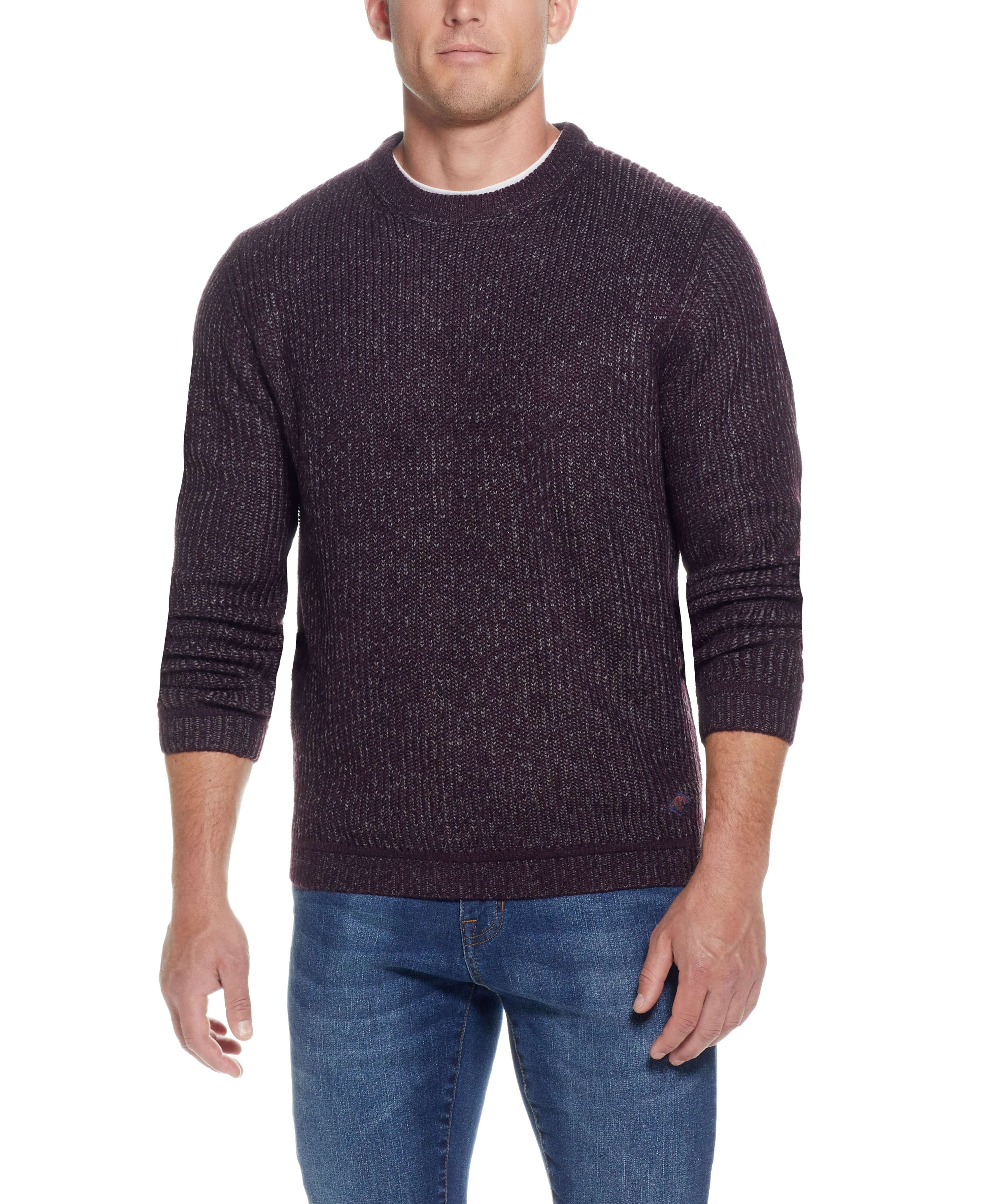 Half Cardi Stitch Crew Sweater In Deep Burgundy | Sweaters | Weatherproof Vintage