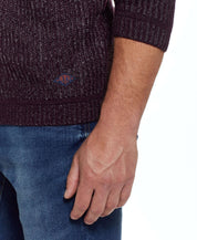 Half Cardi Stitch Crew Sweater In Deep Burgundy | Sweaters | Weatherproof Vintage