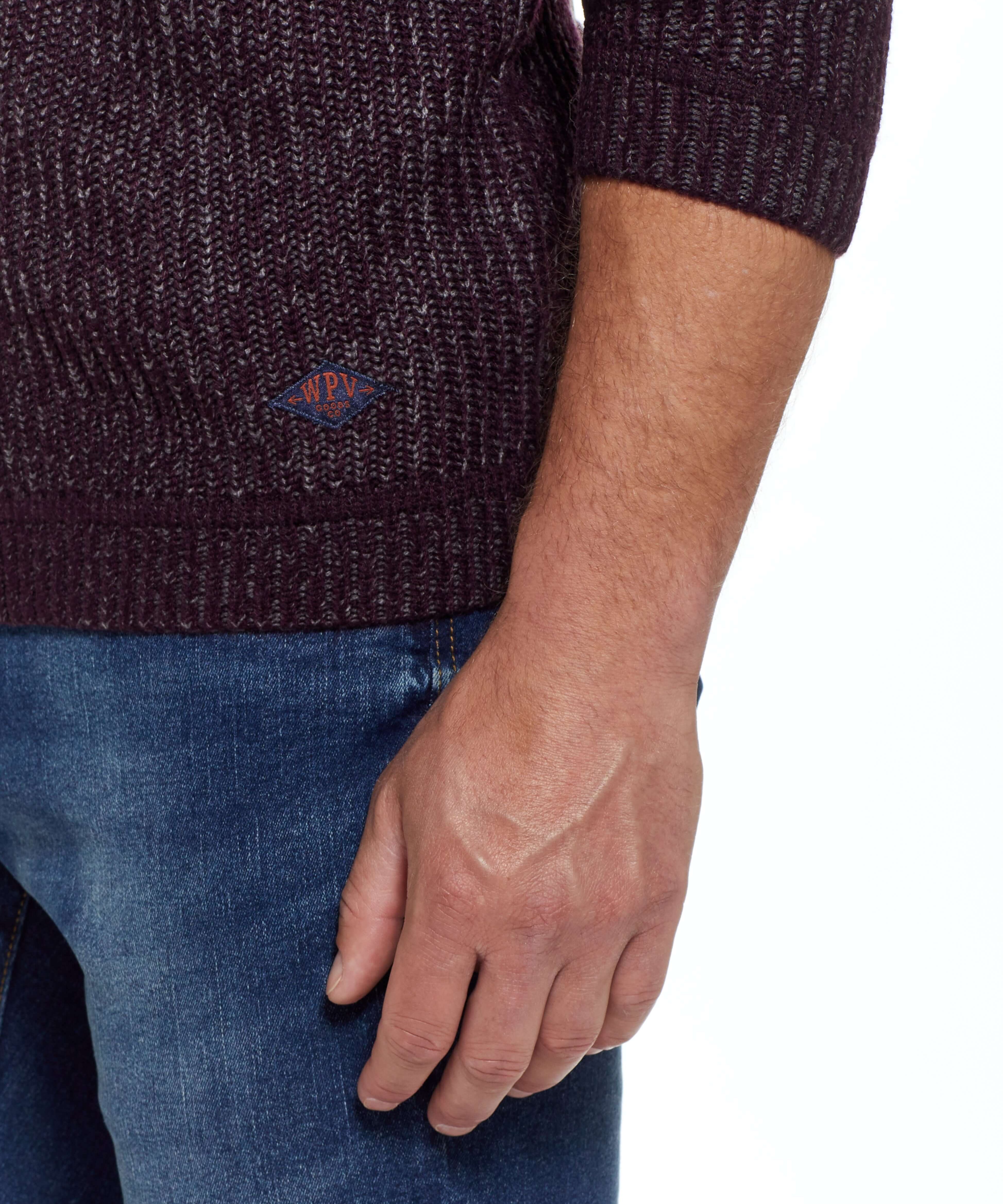 Half Cardi Stitch Crew Sweater In Deep Burgundy | Sweaters | Weatherproof Vintage