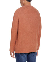 Waffle Crewneck Sweater In Allspice showcased from the back, highlighting its waffled texture and cozy warmth.