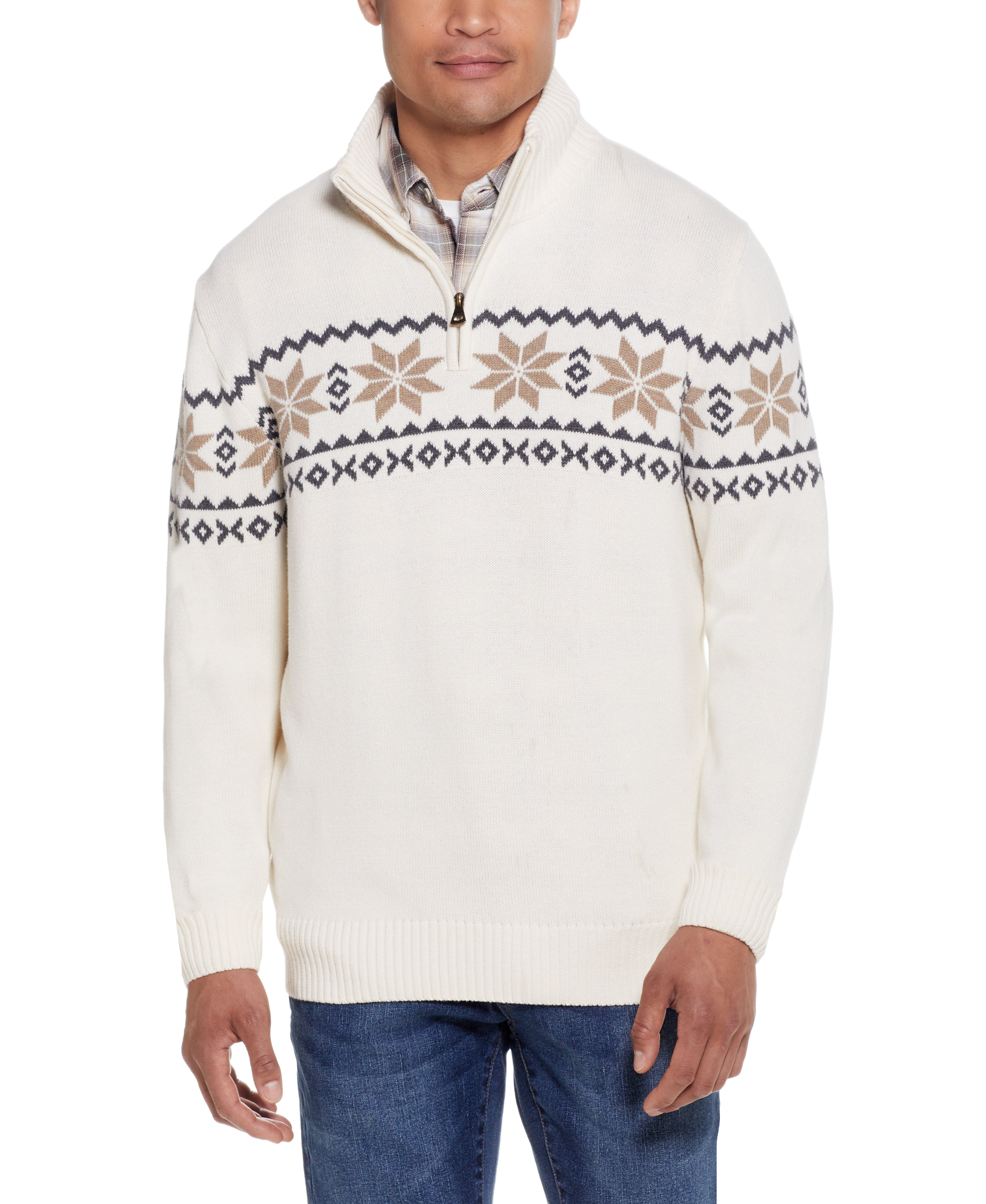Snowflake Quarter Zip Sweater In Ivory