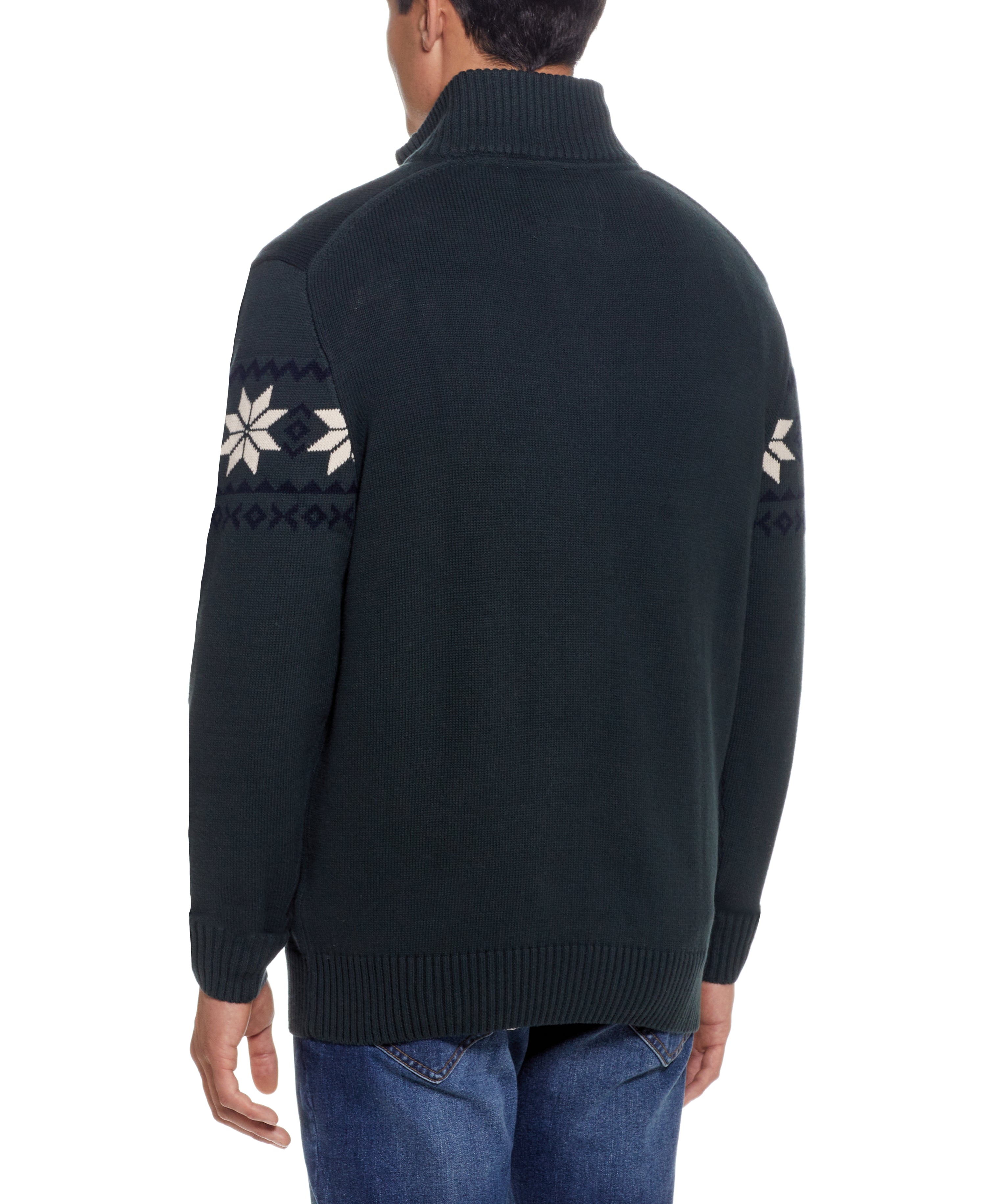 SNOWFLAKE QUARTER ZIP SWEATER in BRG GREEN