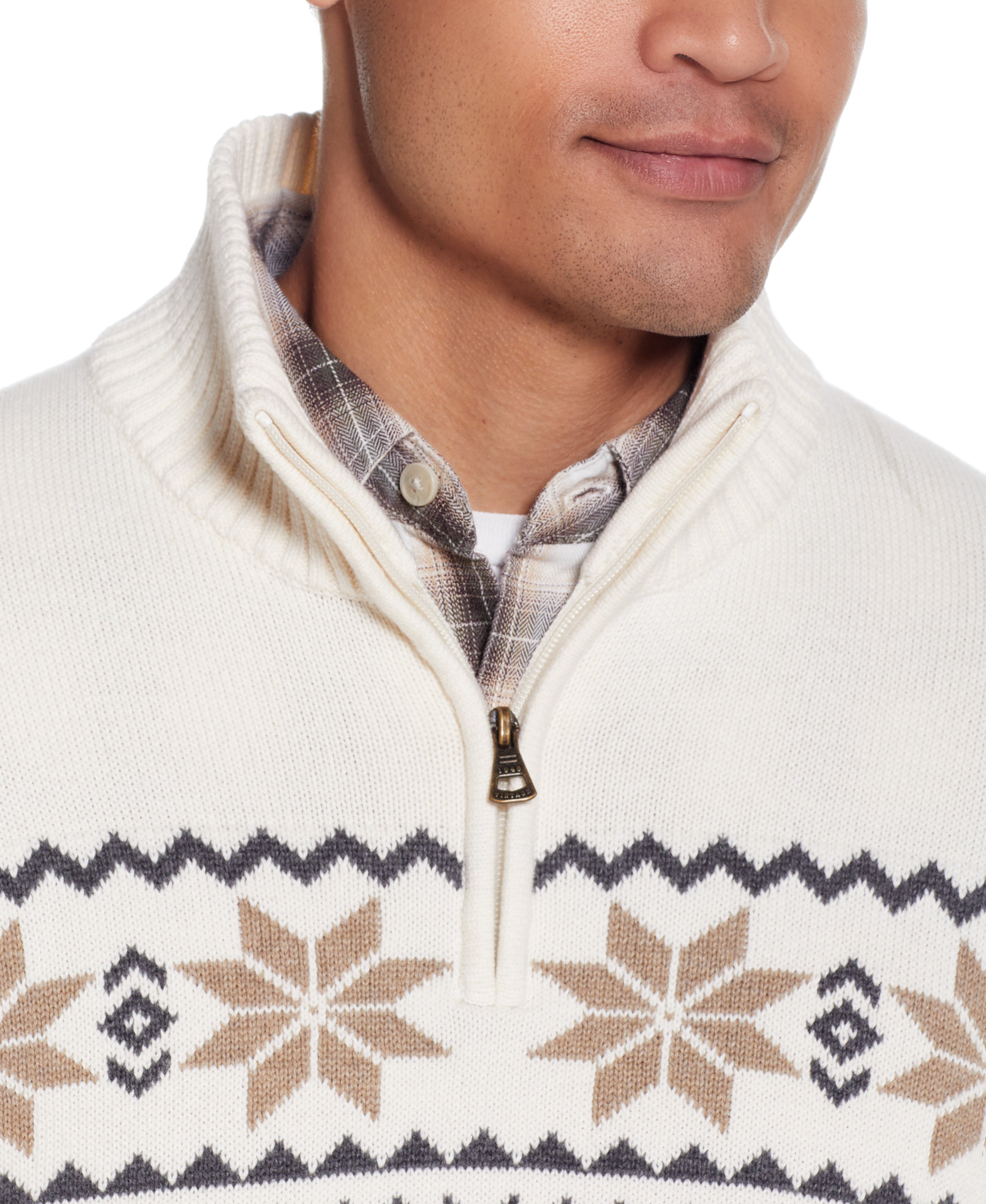 Snowflake Quarter Zip Sweater In Ivory