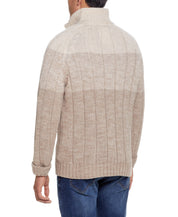 OMBRE FRONT CABLE BUTTONUP MOCK in BEIGE MARL
