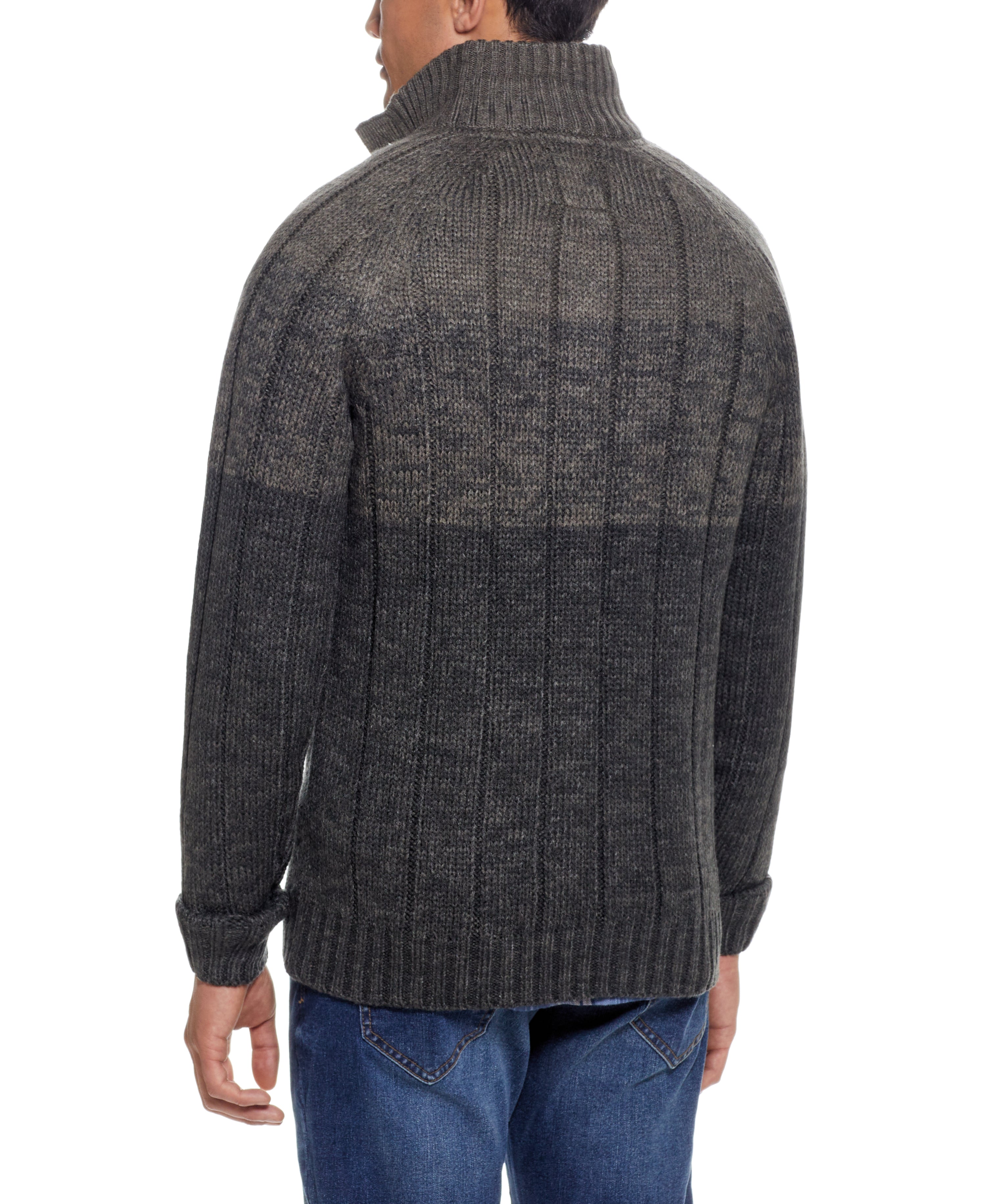 OMBRE FRONT CABLE BUTTONUP MOCK in CAMOUFLAGE MARL