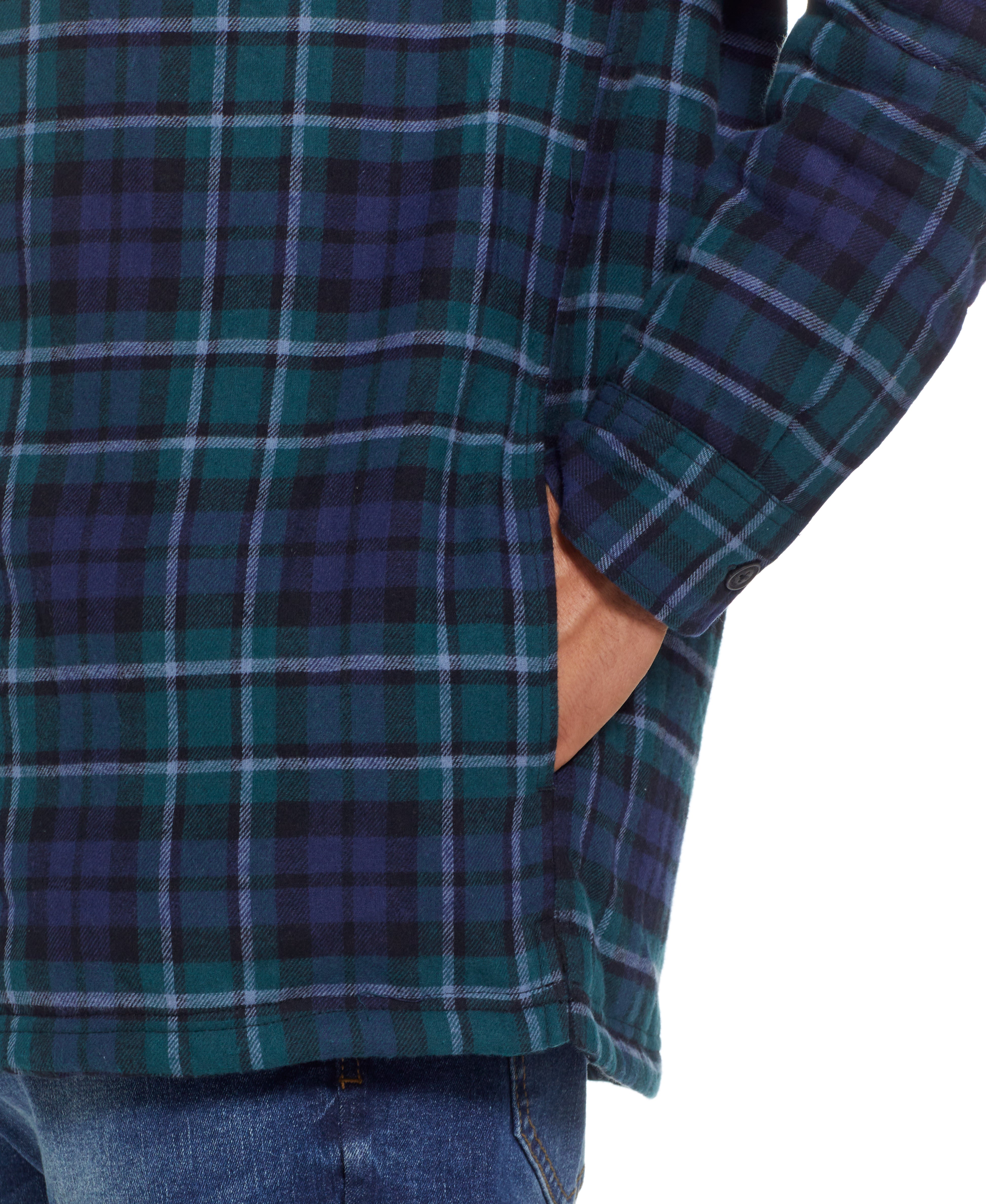 Sherpa Lined Shirt Jacket In Evergreen