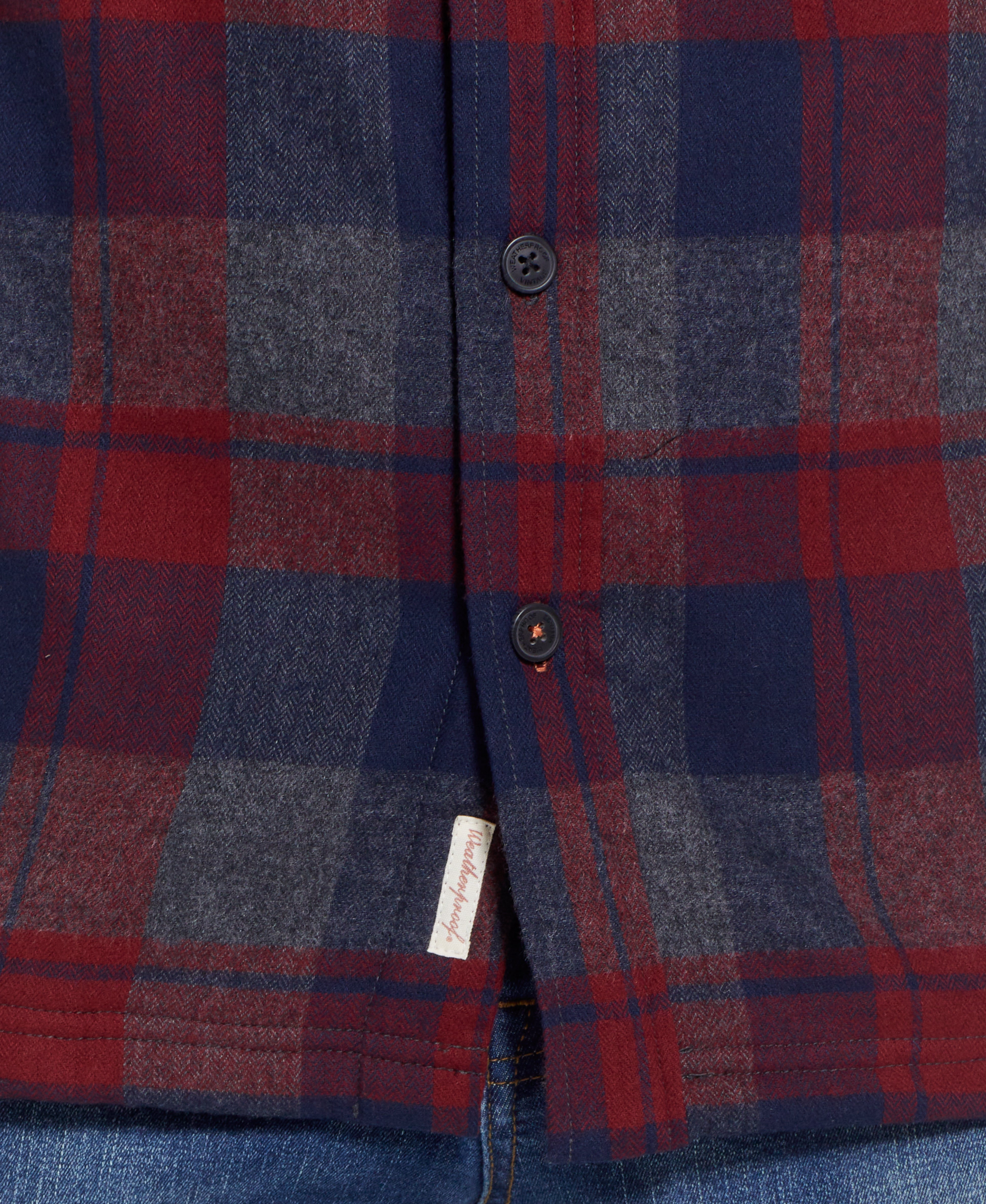 Sherpa Lined Flannel Shirt Jacket In Red Dahlia