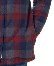 Sherpa Lined Flannel Shirt Jacket In Red Dahlia