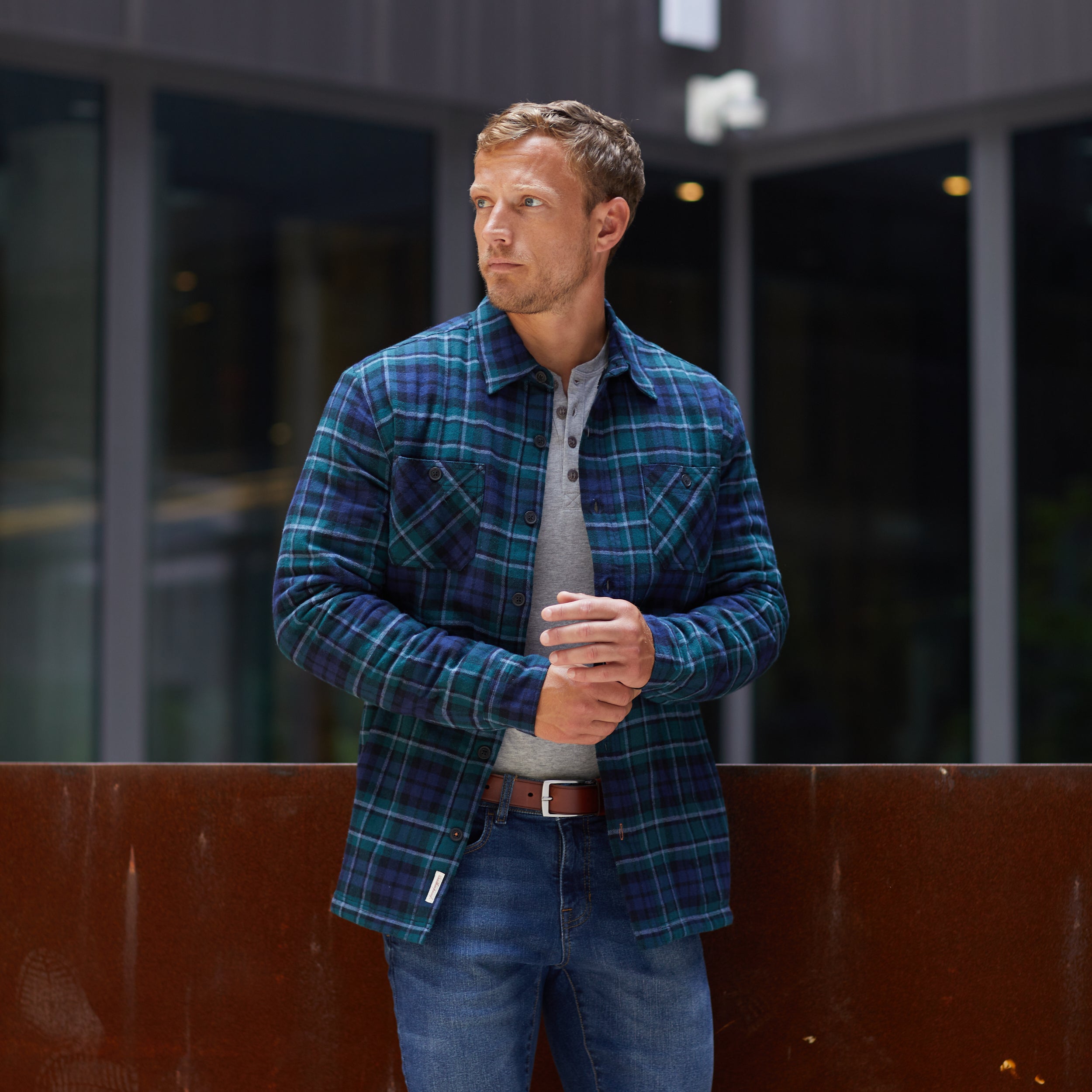Sherpa Lined Shirt Jacket In Evergreen