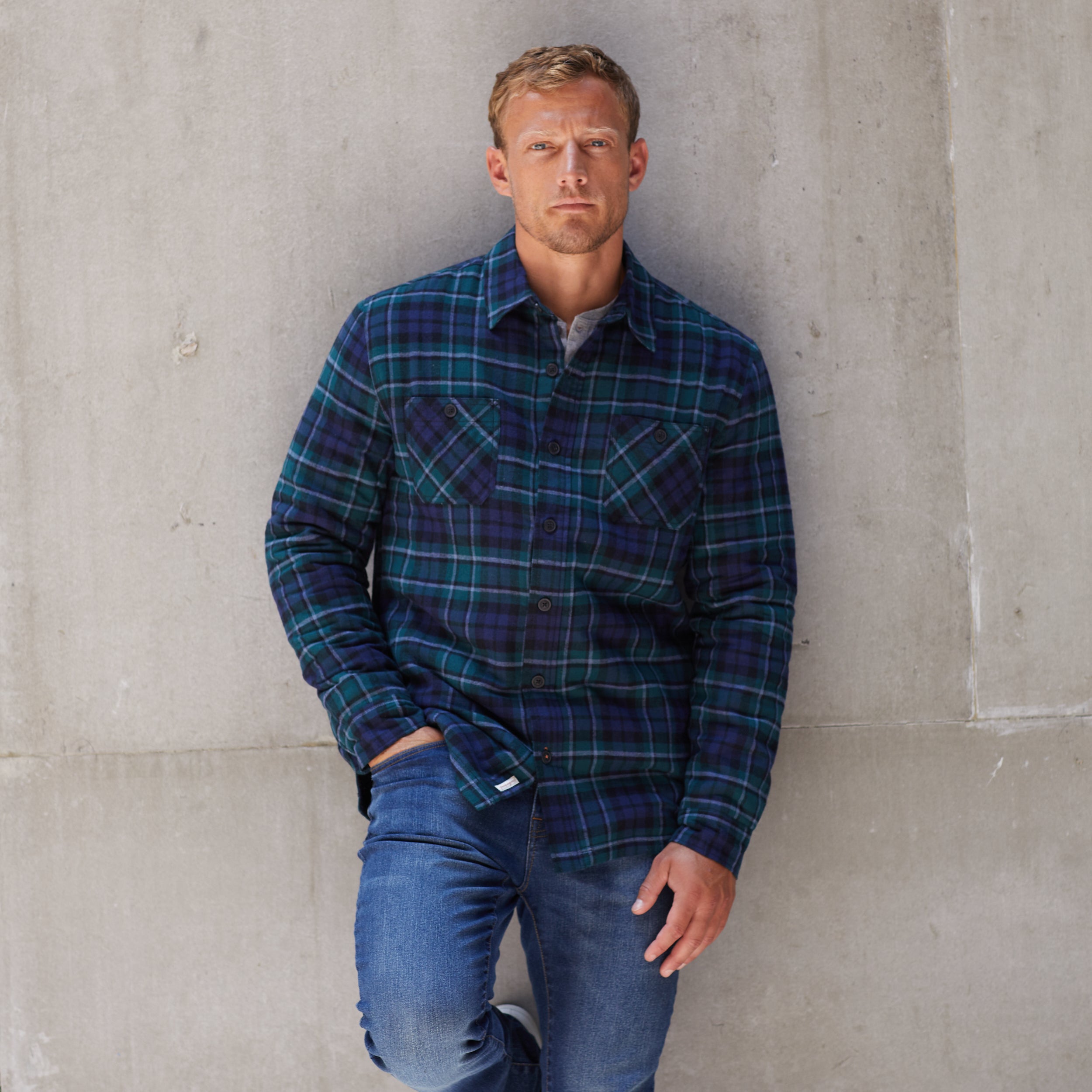 Sherpa Lined Shirt Jacket In Evergreen