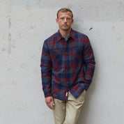 Sherpa Lined Flannel Shirt Jacket In Red Dahlia