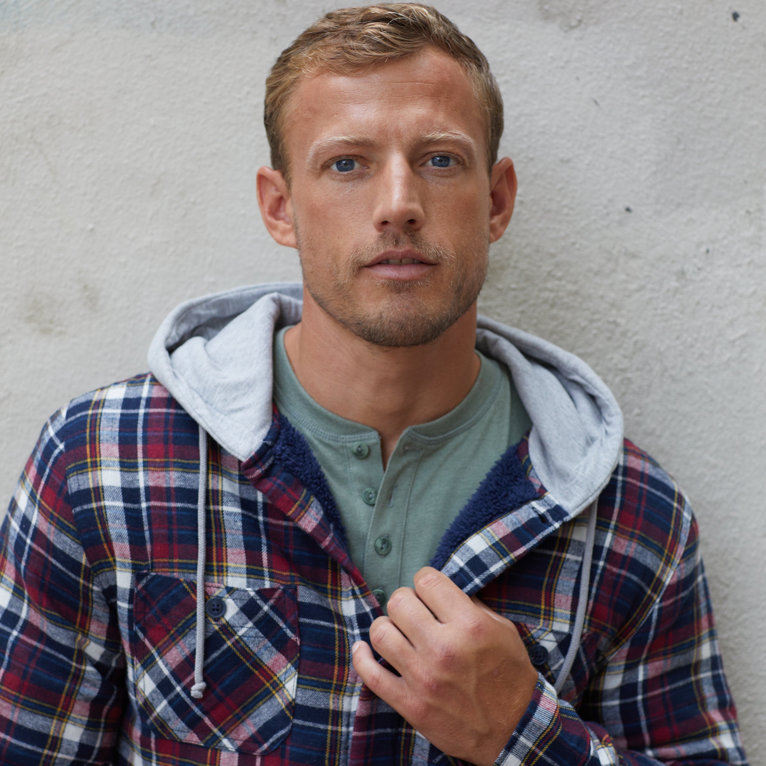 Hooded Flannel Shirt Jacket in Berry (Shacket) | WPV