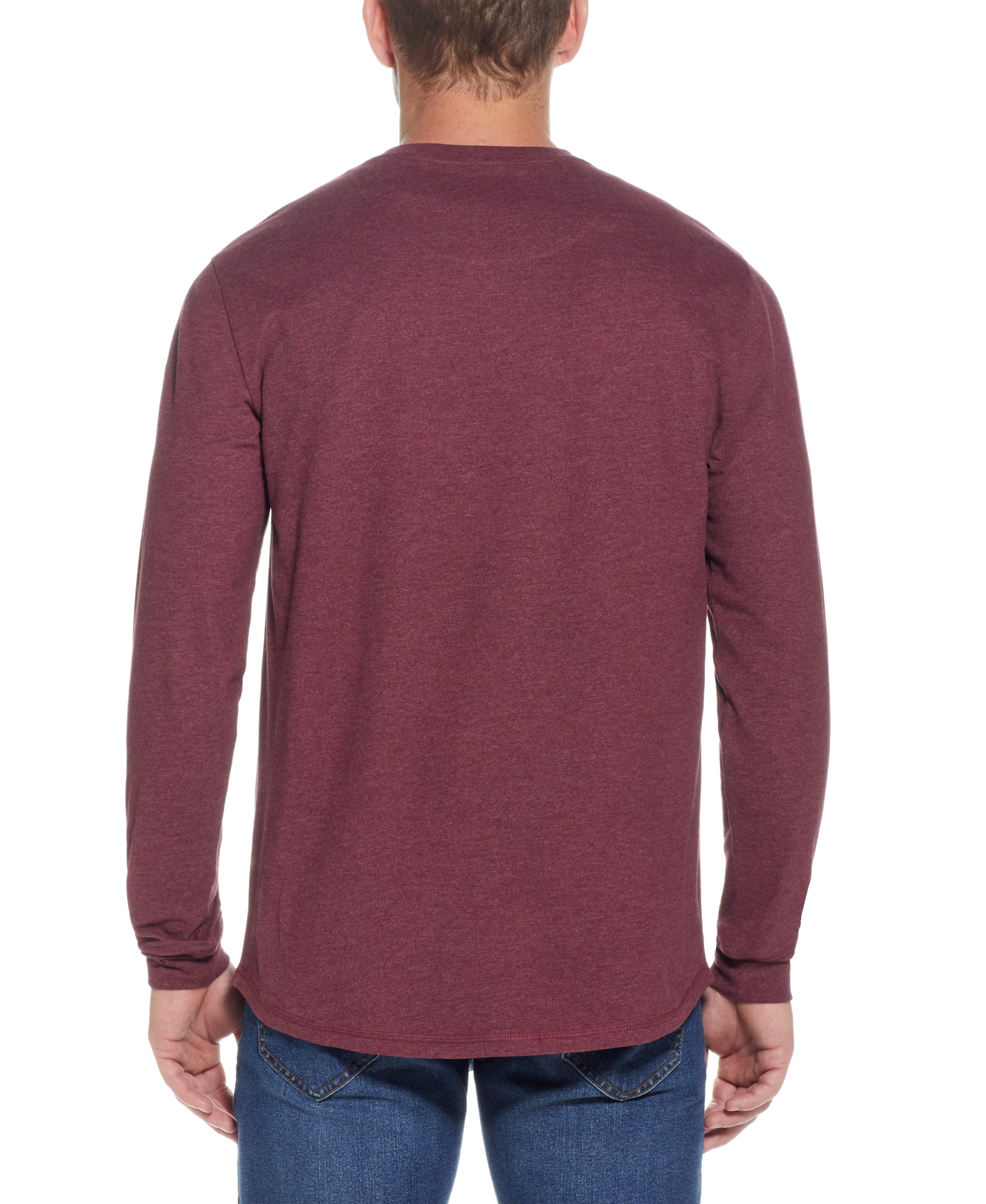 LONG SLEEVE BRUSHED JERSEY CREW in CABERNET HTHR