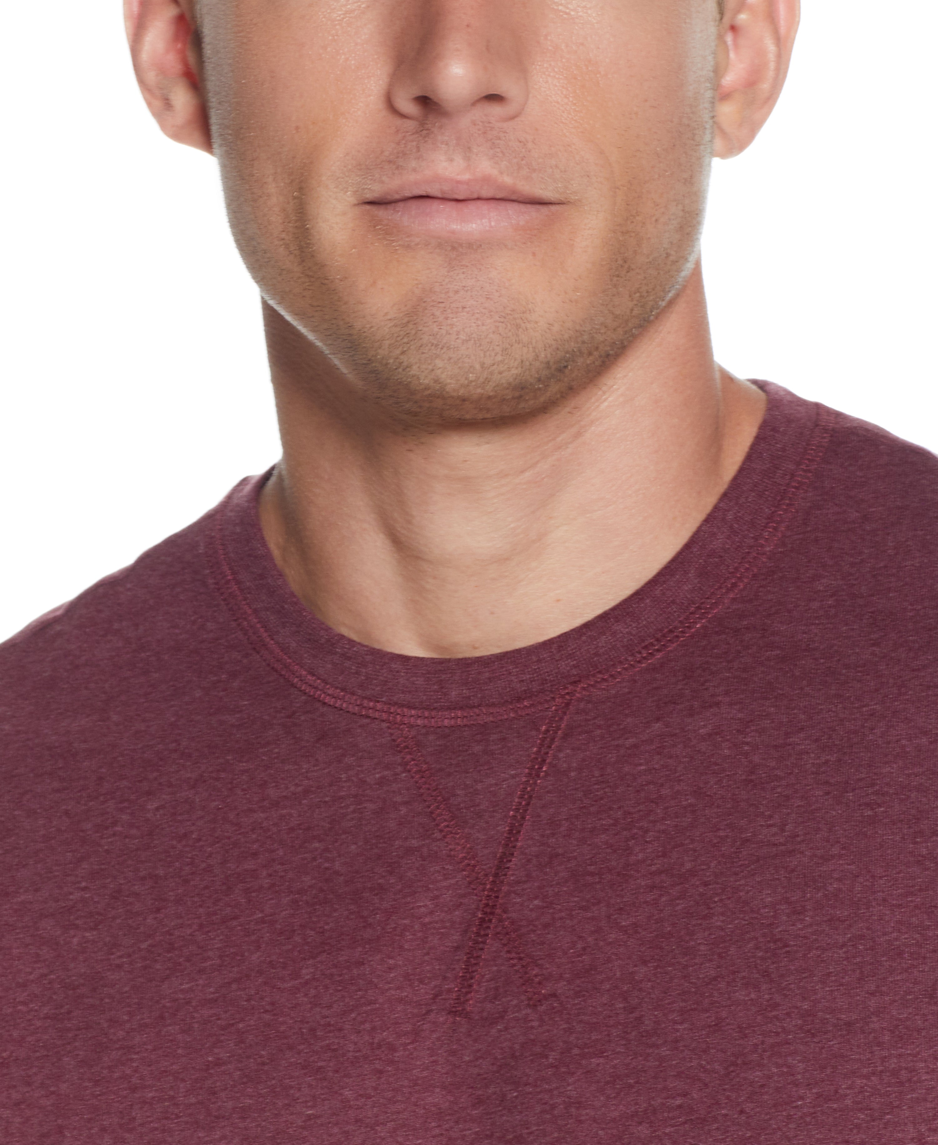 LONG SLEEVE BRUSHED JERSEY CREW in CABERNET HTHR