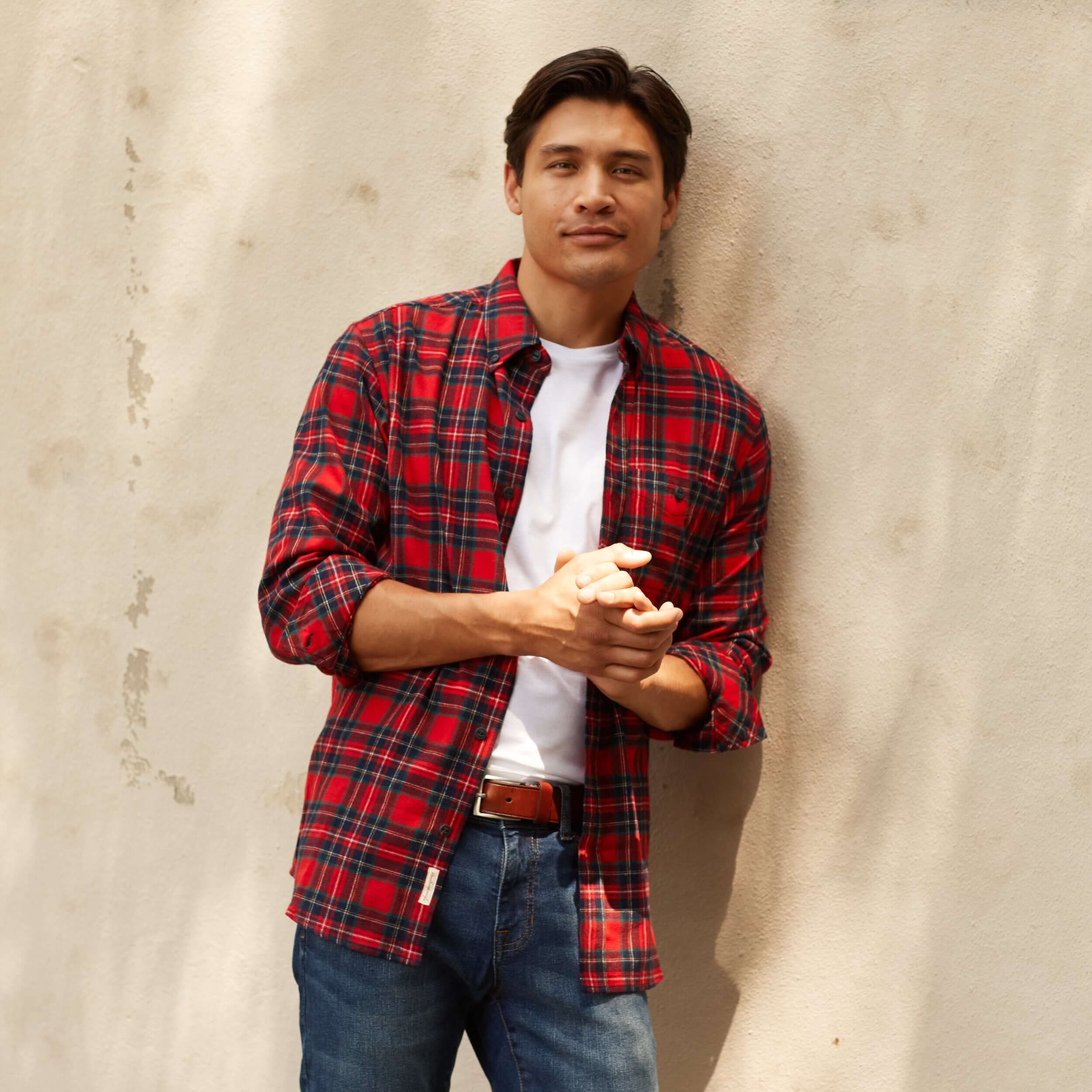 Shirt Combination Red Checkered Shirt Outfit Men Holiday Antique