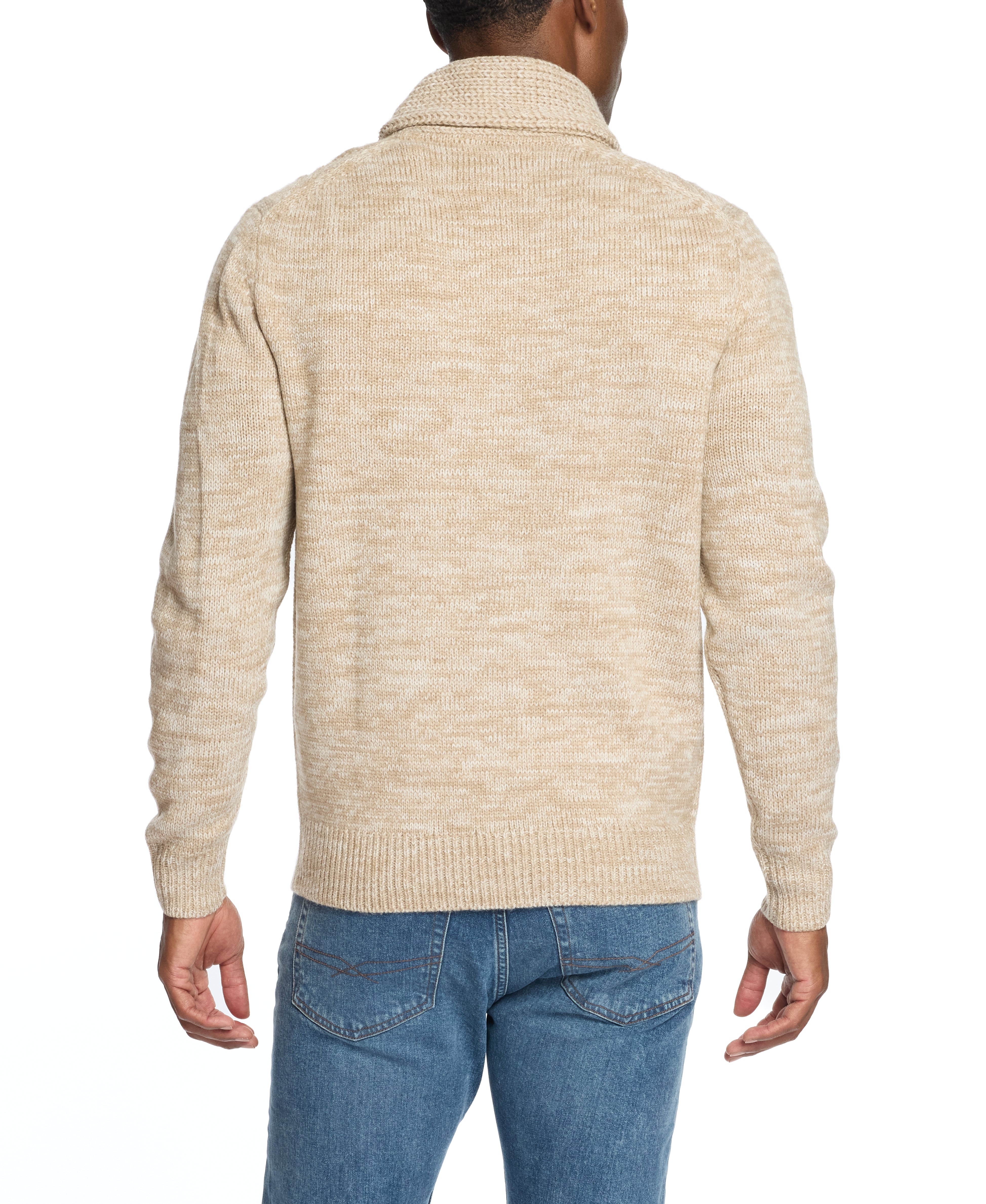 Fisherman Shawl Collar Sweater in Light Khaki