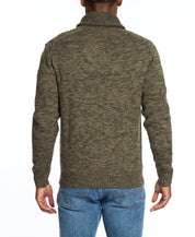 Fisherman Shawl Collar Sweater in Light Olive