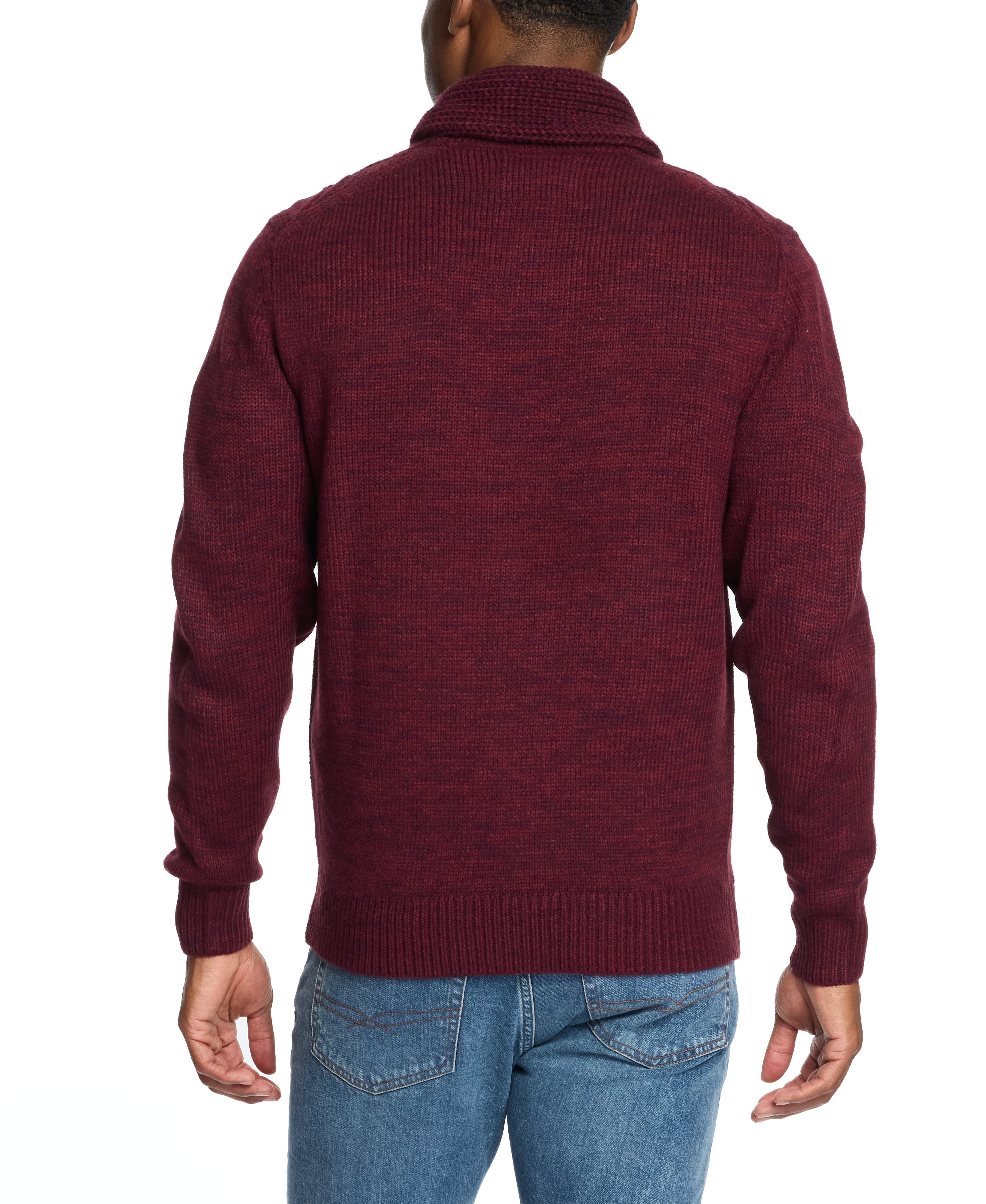 Fisherman Shawl Collar Sweater in Burgundy